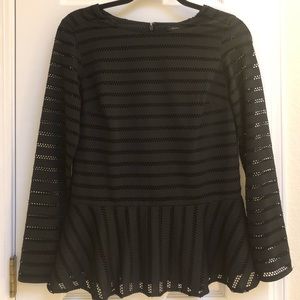 Black eyelet peplum top